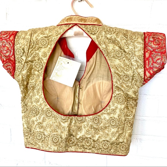[New] Beautiful Gold / Natural Beige Blouse for Indian Clothes - Picture 4 of 5